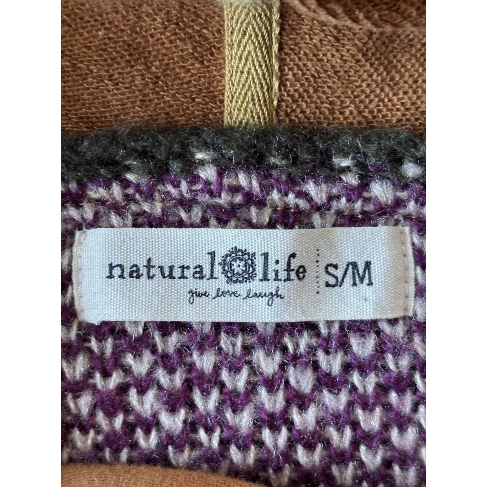 Natural Life Sweater Womens S/M Multicolor Floral Hooded Chunky Knit Boho - Picture 4 of 7